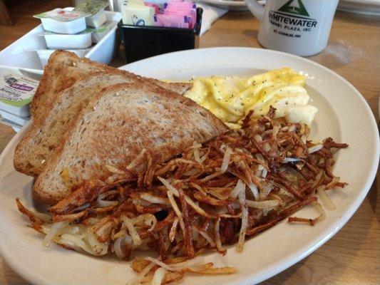 Chicken Fried Steak sides - Eggs, Hashbrowns, toast