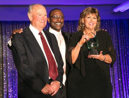 YouthLive 2017 Community Champion Awardee Linda Lester with 2016 Awardee Bill Del Biaggio and Founder/CEO André Chapman