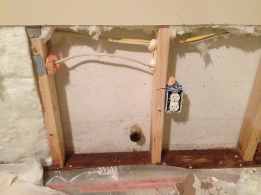 Open pipe hidden behind dry wall,