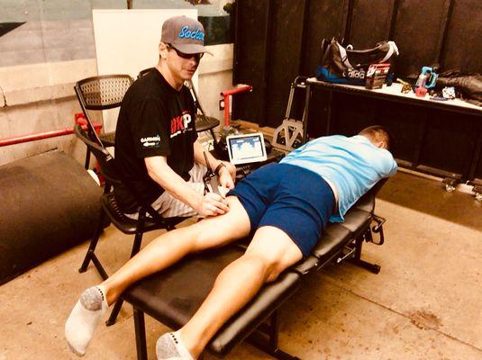 Lightforce deep laser therapy being used with the San Diego Sockers