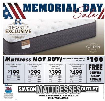 Memorial Day Mattress Sale at Save on Mattresses Outlet 2018