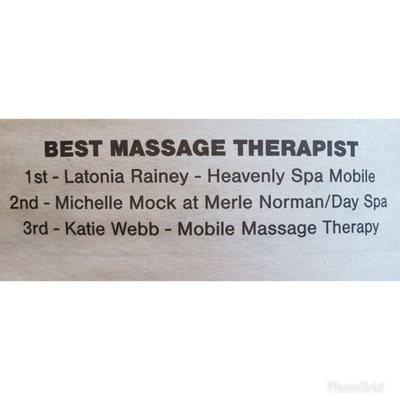 Name 1st place in Macon as BOTB License massage therapist.