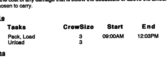 My Truckin Movers contract specified a crew of 3 for unload, but only one mover arrived.