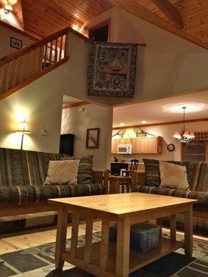 View into kitchen from great room.