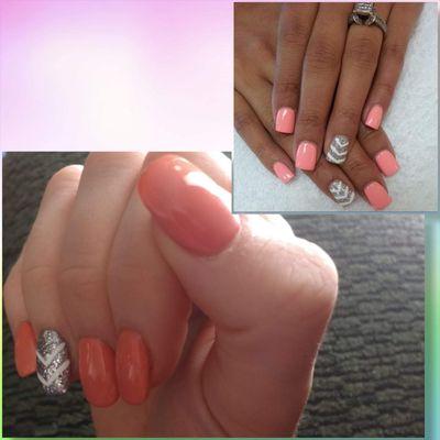 Acrylics with Gelish nail art!