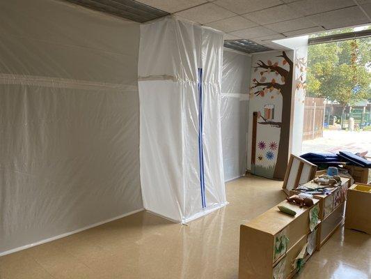 Toddler classroom walls safely covered