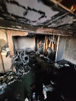 Inside garage Fire