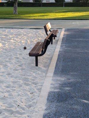 Two benches facing in opposite directions