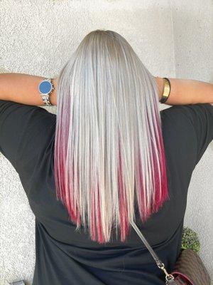 White blonde + red Extentions