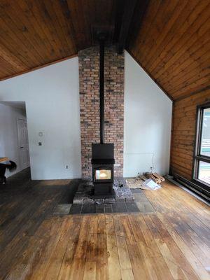 P43-C Pellet Stove Inglenook Installation in a house remodel