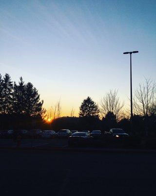 Outside parking lot sunset