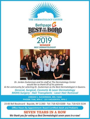 Voted Best Dermatology office in Queens 7 years in a row!!!