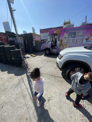 My Kids looking at a flat getting fixed correctly