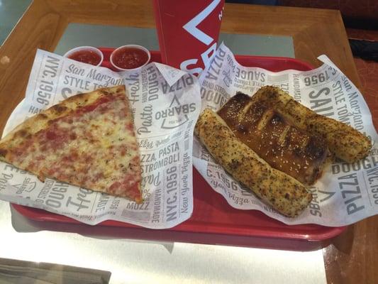 Cheese pizza and Stromboli with garlic bread!