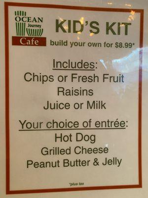 Kid's Kit menu