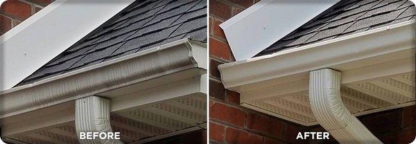 Before and after gutter front/exterior cleaning