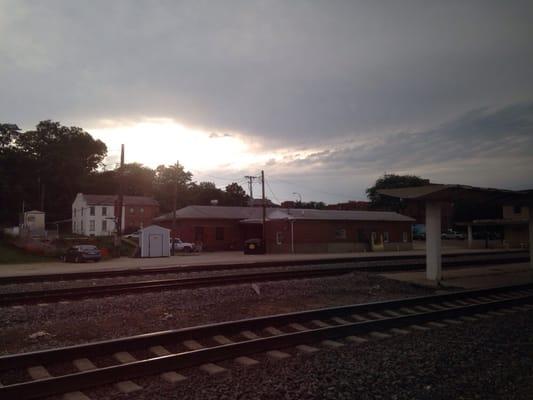 View of the station from the train