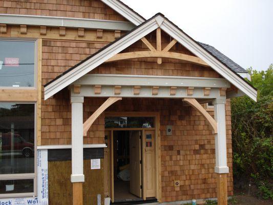 Entry custom trims and cedar shingles