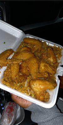 Fried wings & shrimp fried rice