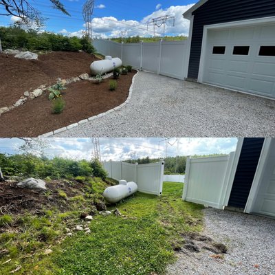 Before and after side yard landscape