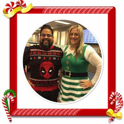 Ugly Sweater Day in the office. With Mac A.