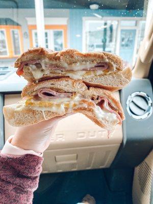 Ham, egg and cheese sandwich