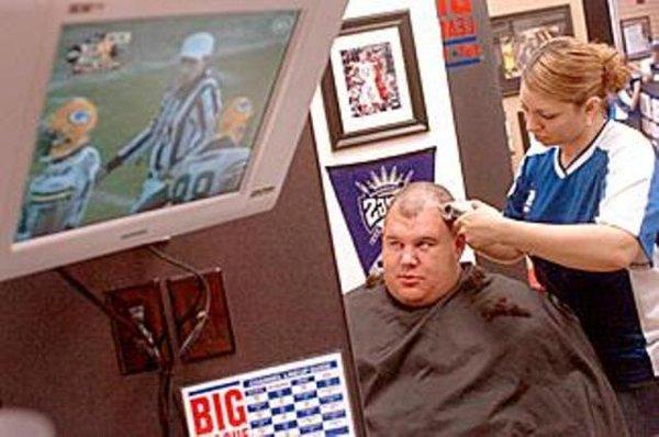 Watch TV while getting your haircut