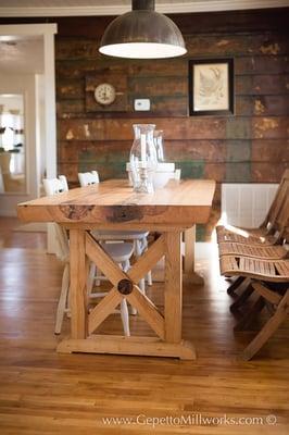 Reclaimed Barn-wood accents, solid wood joinery and country chic styling.