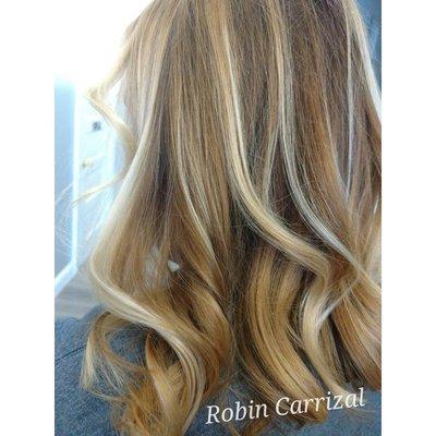 Hand Painted Highlights. Balayage + Color Touch-up. (Stylist: Robin)