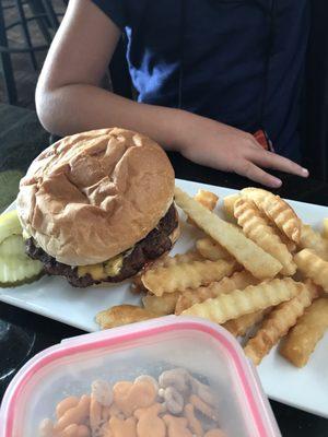 Kids burger and fries