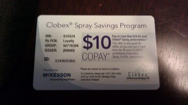 Misleading!  Fine print (on another card) says that the drug company will only reimburse up to a maximum of $350. My cost: $250!