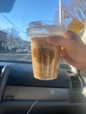 iced lavender white mocha with oat milk