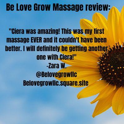 A Be Love Grow Massage review. We appreciate our clients greatly!