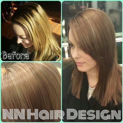 Hair by Natisse. From blonde to dimensional brunette