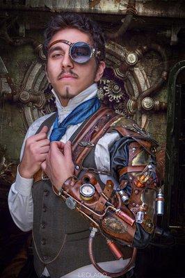 Cool guy in steampunk costume