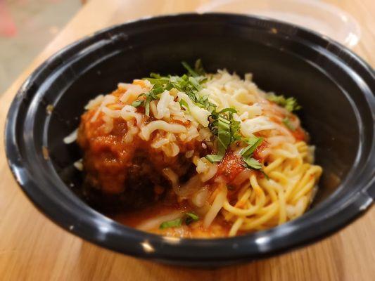 Joey's: spaghetti + meatball + "tomato sauce"