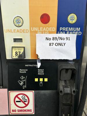 This is on all the station pumps. Why even sell gas? No way to pay outside either. Horrible