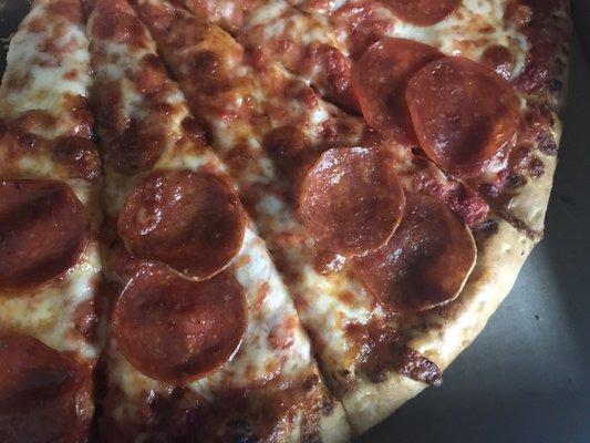 16 cut pepperoni pizza.