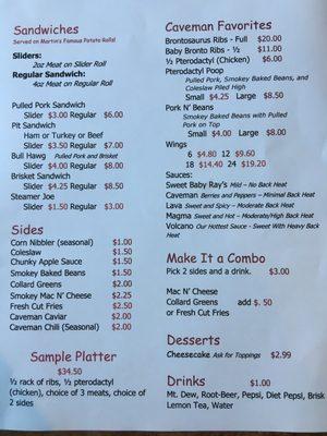 Current/Updated Menu 10/19/16