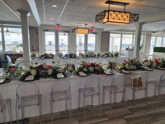 Gorgeous custom decor for a private 60th Birthday party. Event space with sit down custom menu.