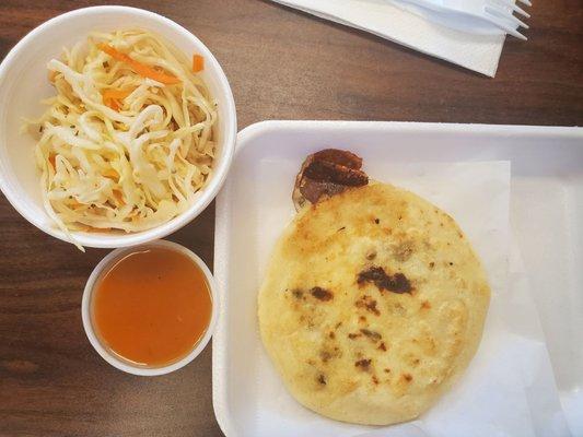 Cheese and loroco pupusa