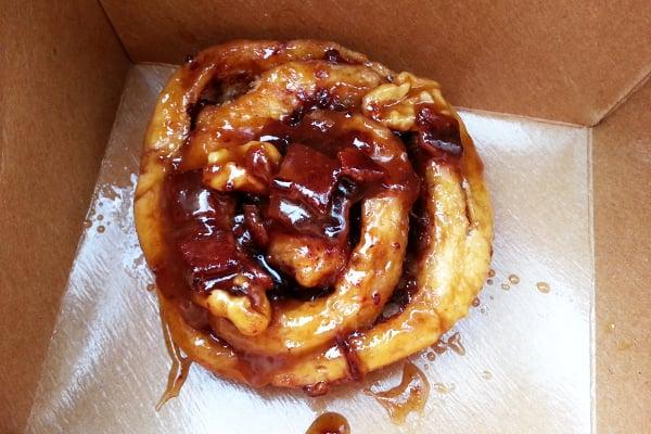 Date, Bacon, Walnut Sticky Bun ($4)