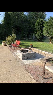 Paver patio extension with fire pit