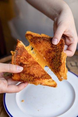 Springside Grilled Cheese: Springside Krakow, 4-year Aged Cheddar, and 1-year Aged Cheddar griddled on Sourdough.