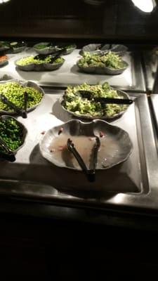 Empty dishes on the Ruby Tueday Salad Bar...