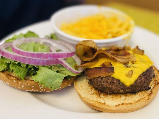 Burger with Signature Mac And Bacon Cheeseburger