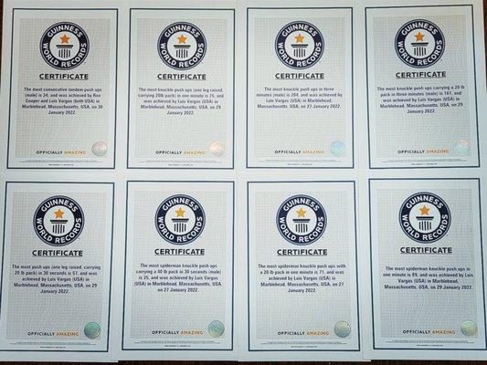 Some of my World Records accomplished in 2022 at a Guinness World Records Event