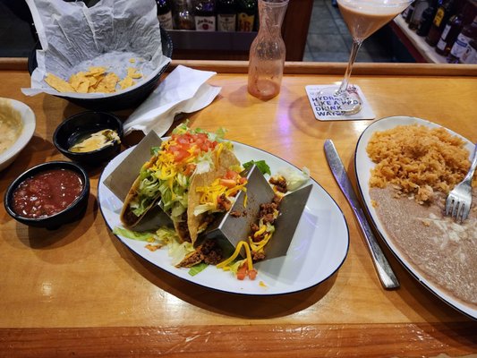 Taco Tuesday with rice and beans