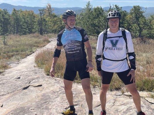 Tom and Dan FitzSimons  on a mountain bike ride-Dupont Nat Forest 2022