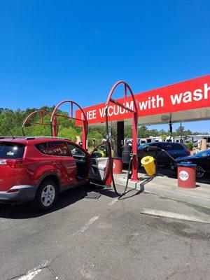 You get free vacuuming with your car wash purchased.